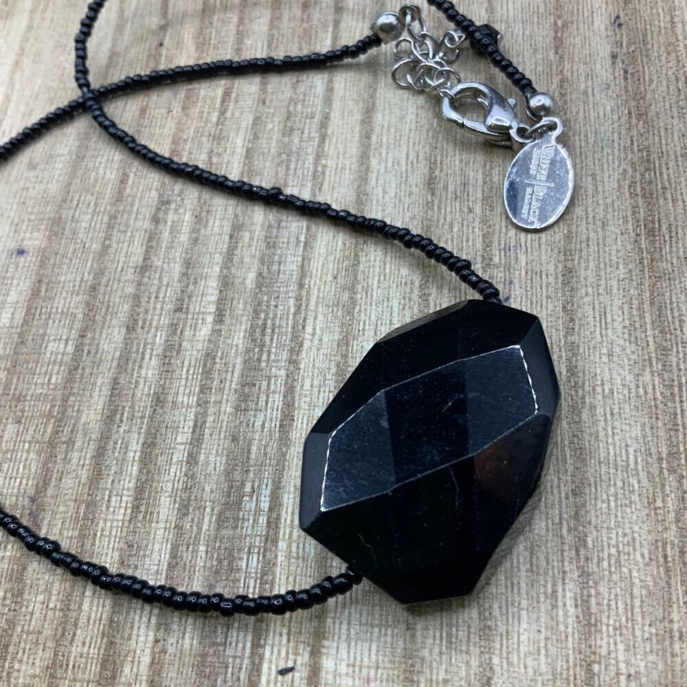 White House Black Market Seed Beads Black Glass Choker Necklace